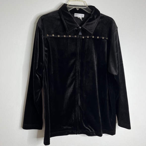Euro Joy Vintage Black Zip Closure Jacket Womens Sweater with Detail Size L - Picture 1 of 5